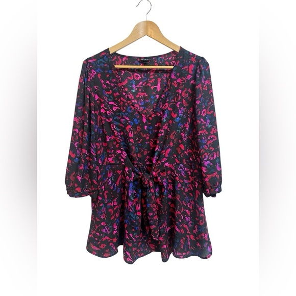 Torrid Georgette Tie-Front Blouse Leopard Black Size 2X - Picture 9 of 10